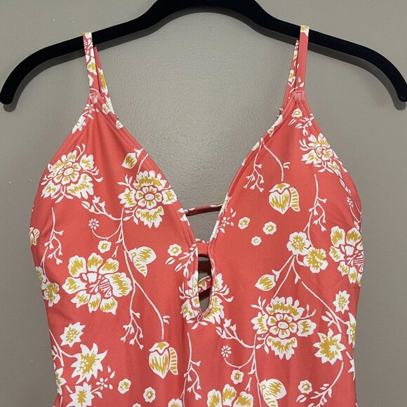 LOFT Beach Coral with Flowers One Piece Swimsuit, Large, NWOT - Picture 8 of 11